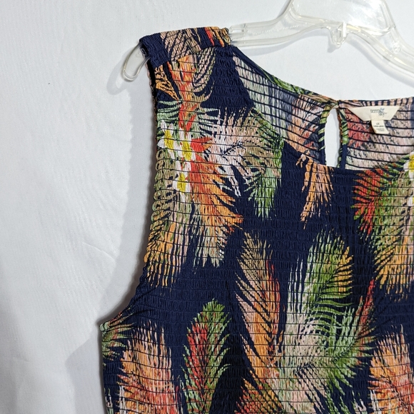 Terra & Sky 1X Maxi Dress Blue Floral Tropical Tassled Pockets Sleeveless 16 18 - Picture 4 of 13